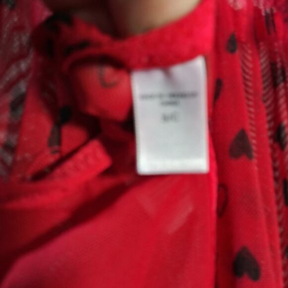 Spree Intimates Red Lace Heart Wireless Babydoll & Thong Set Size S - Picture 9 of 11